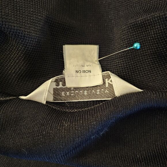 Vintage Exclusively Misook Black Cardigan Open‎ Front Sweater Thin Tight Knit LG - Picture 7 of 7